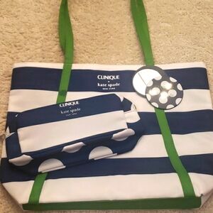 Clinique kate spade tote bag with cosmetic case mirror set